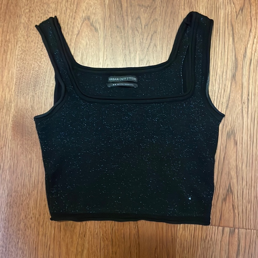 Urban outfitters black sparkly crop tank top
